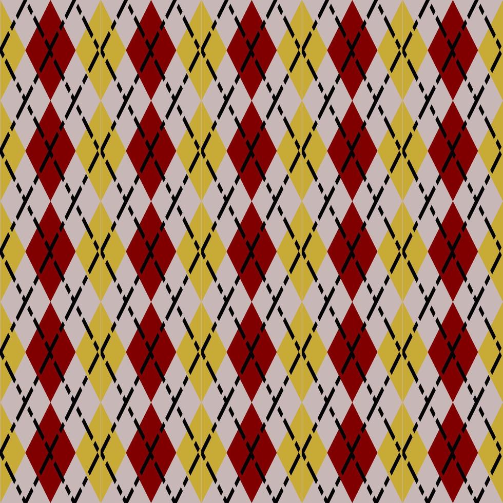 naadloos rood en geel argyle patroon met stippel lijnen vector