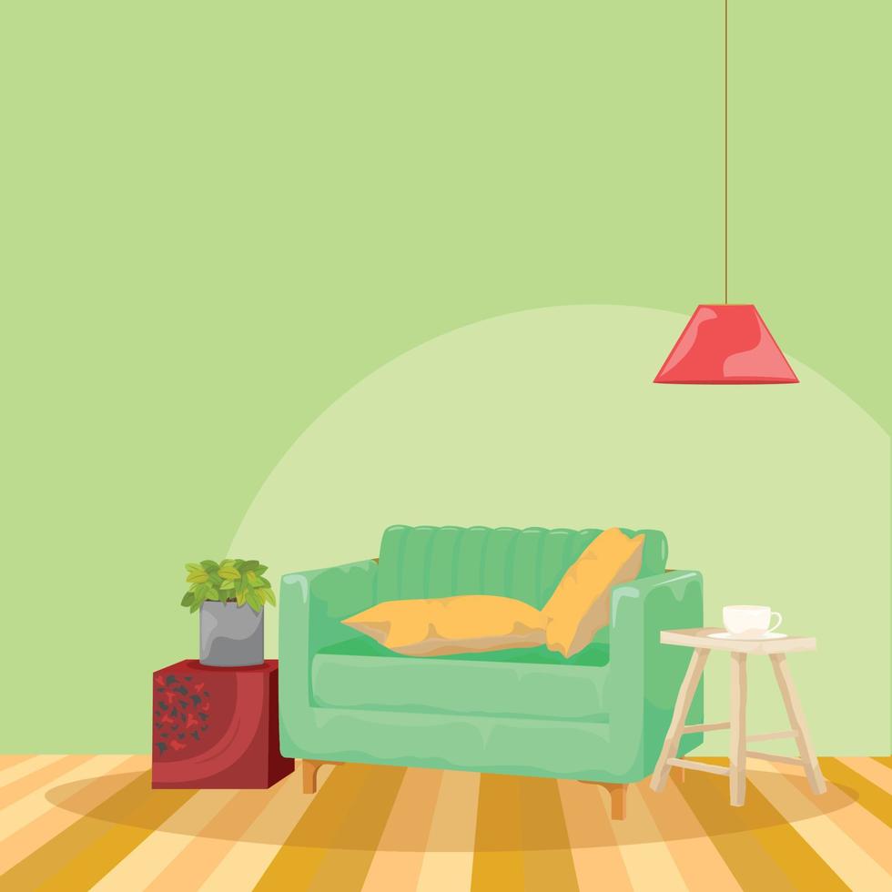 illustratie van leven kamer met sofa vector