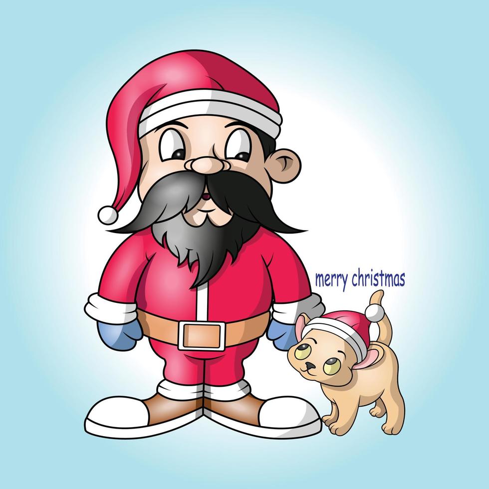 een de kerstman met een hond vector