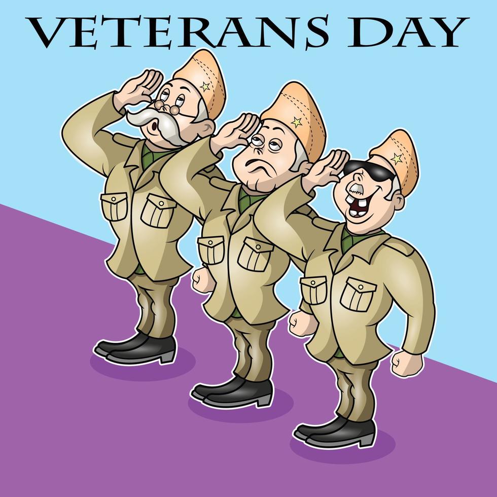 drie oorlog veteranen betalen hun respect vector