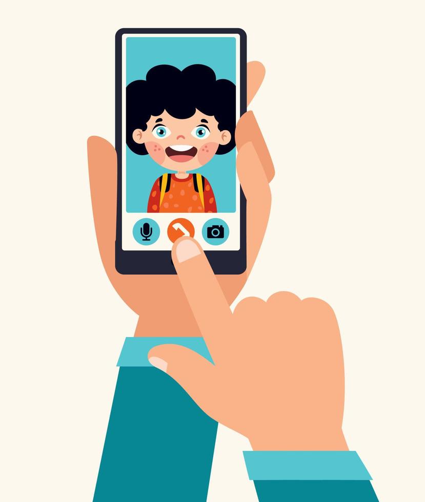 hand met een mobiele telefoon vector