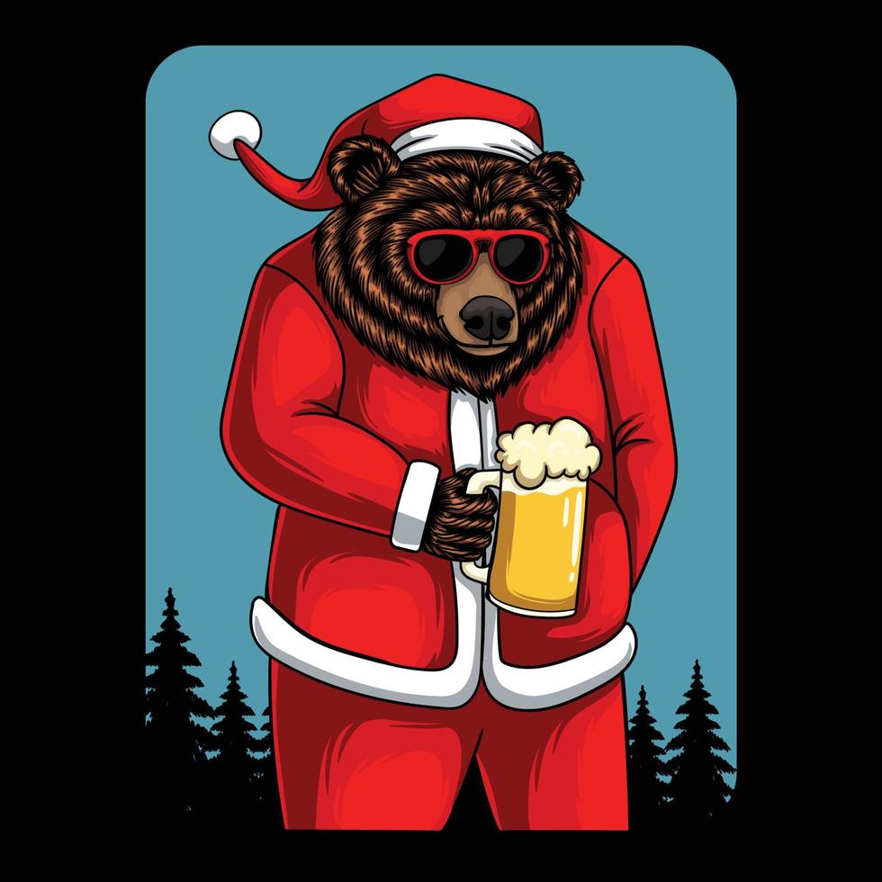 beer vervelend kostuum de kerstman claus drinken bier vector illustratie