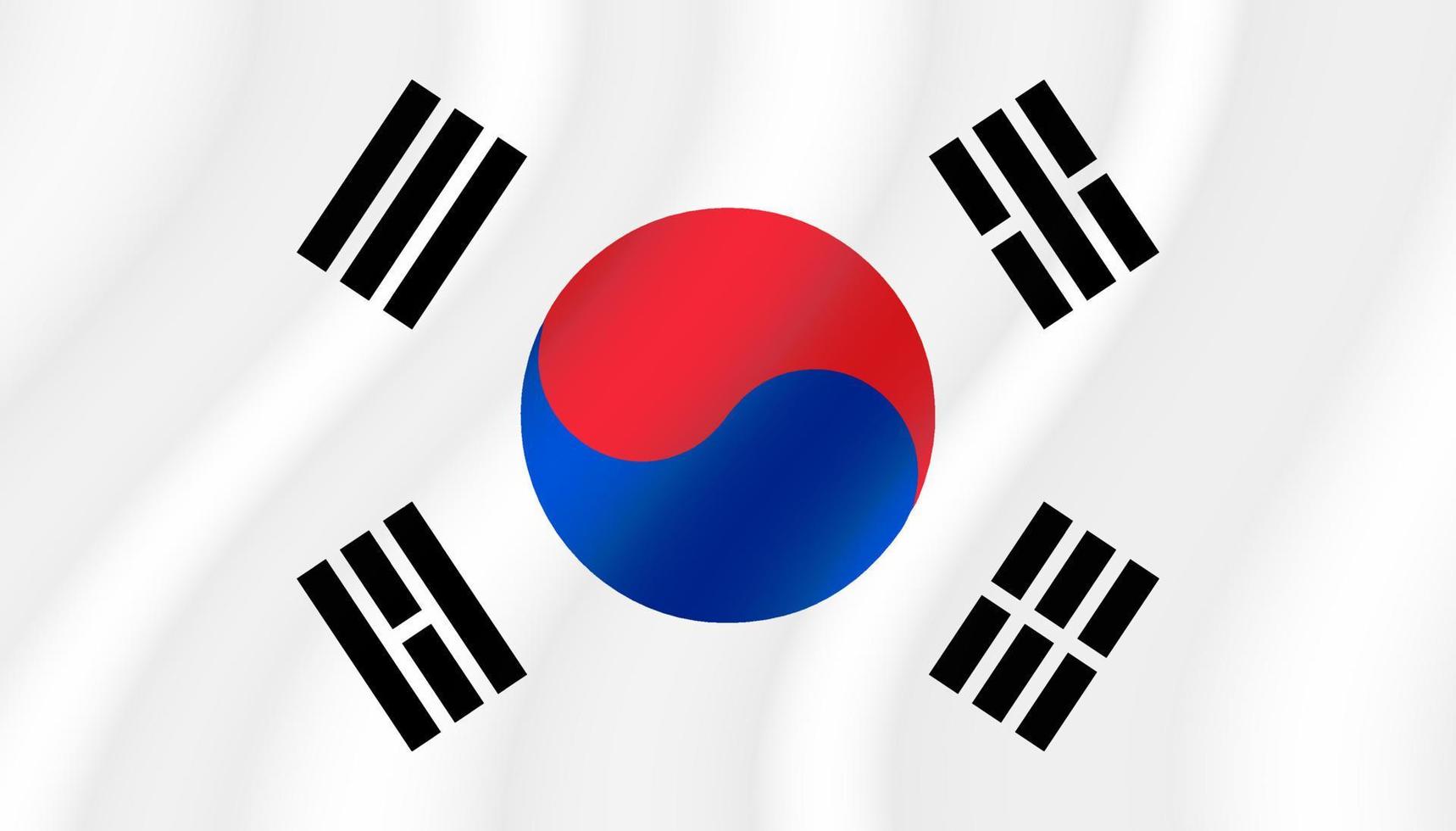 golvend vlag van zuiden Korea. vector