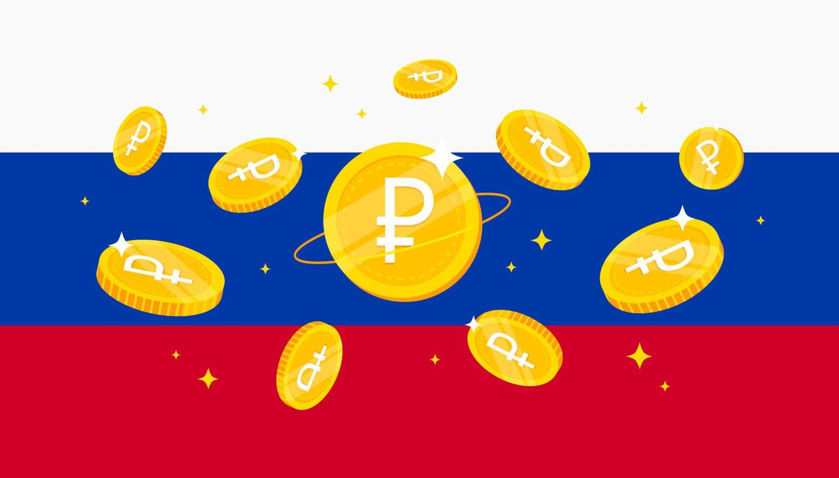 digitaal roebel wrijven munten Aan Rusland vlag achtergrond. centraal bank digitaal valuta cbdc concept banier achtergrond. vector