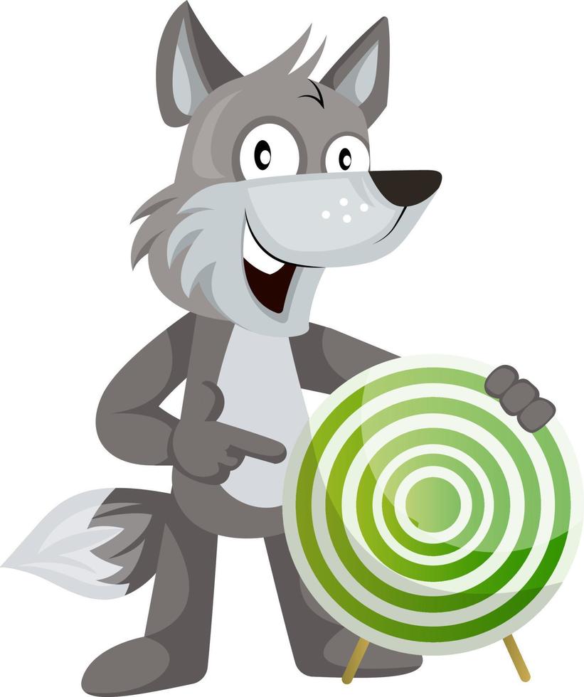 wolf met doelwit, illustratie, vector Aan wit achtergrond.