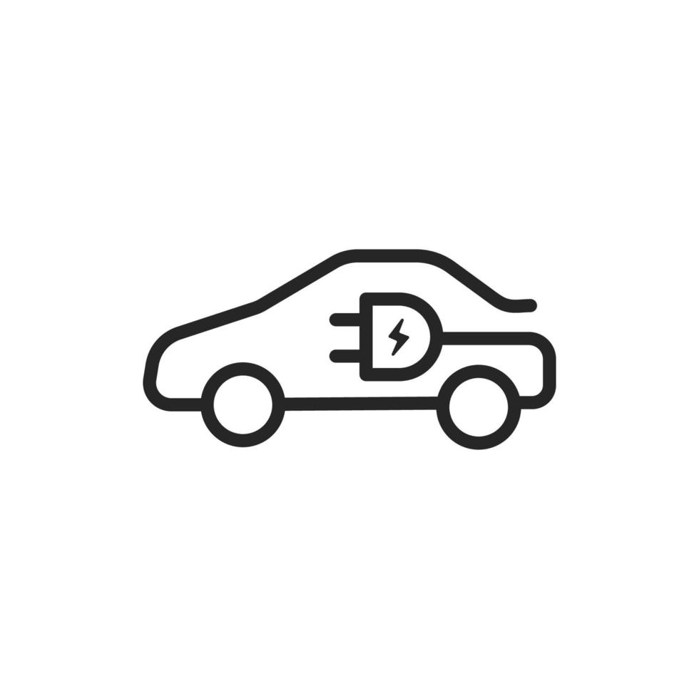 elektrisch auto ev met plug icoon symbool, groen hybride voertuigen opladen punt teken, eco vriendelijk voertuig concept. vector