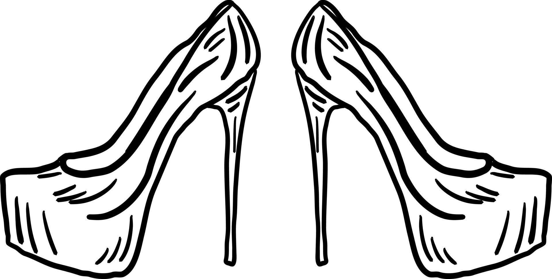 vrouw schoenen tekening, illustratie, vector Aan wit achtergrond.