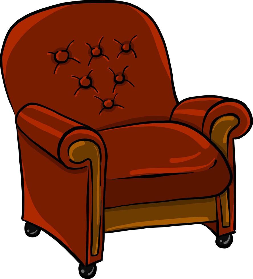 rood fauteuil, illustratie, vector Aan wit achtergrond