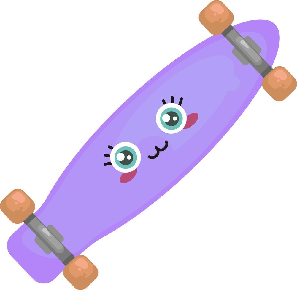 Purper skateboard , illustratie, vector Aan wit achtergrond