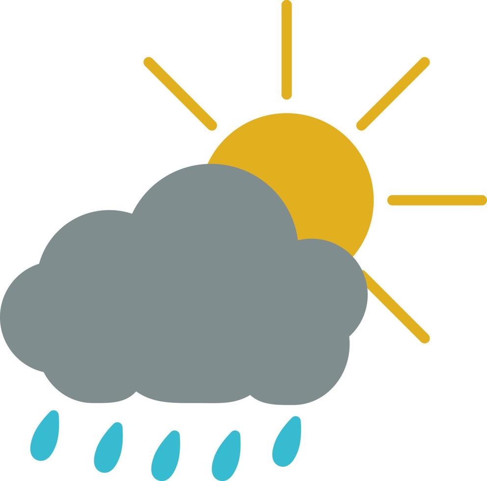 regenachtig dag met klein kans van zon, illustratie, Aan een wit achtergrond. vector