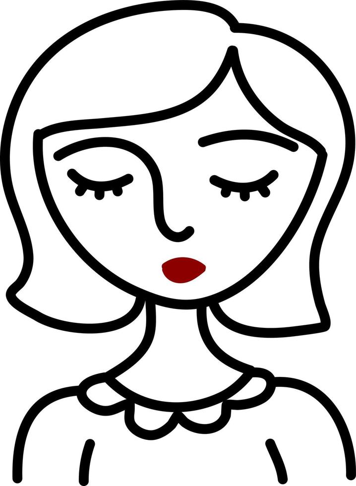 vrouw met rood lippenstift, illustratie, Aan een wit achtergrond. vector