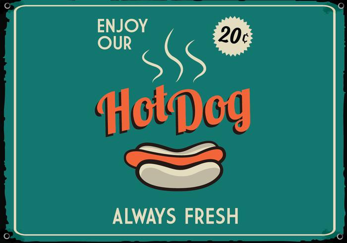 Retro hotdogs teken vector