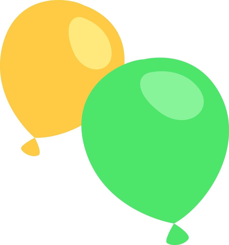geel en groen ballonnen, illustratie, vector Aan een wit achtergrond.