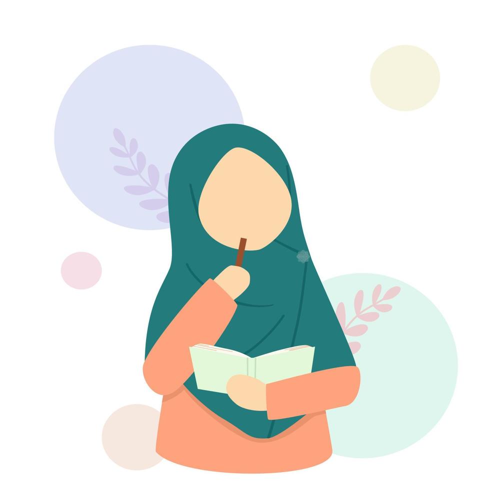 illustratie van een moslim vrouw auteur vector