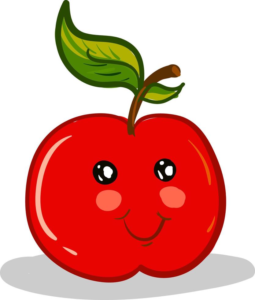 een rood appel, vector of kleur illustratie.