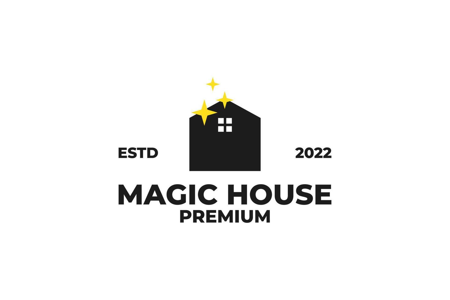 vlak magie huis logo ontwerp vector illustratie