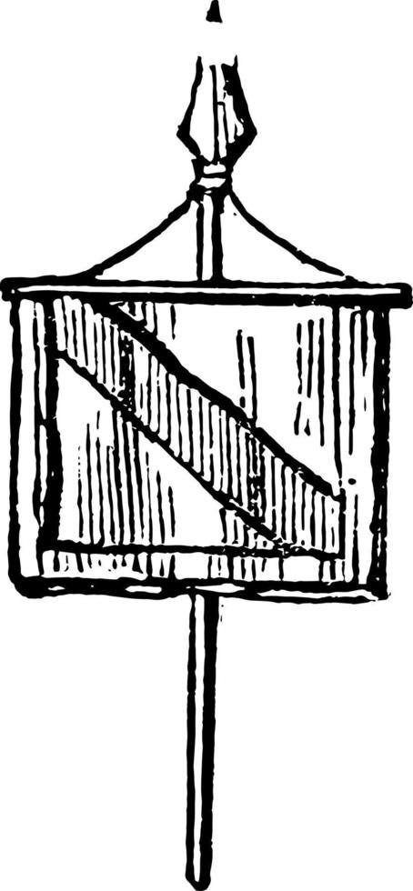ridders-banneret van de ridders hebben de Rechtsaf, wijnoogst gravure. vector