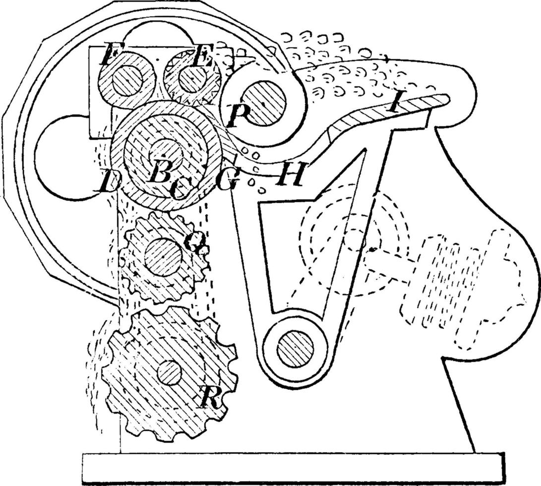 katoen gin machine, wijnoogst illustratie. vector