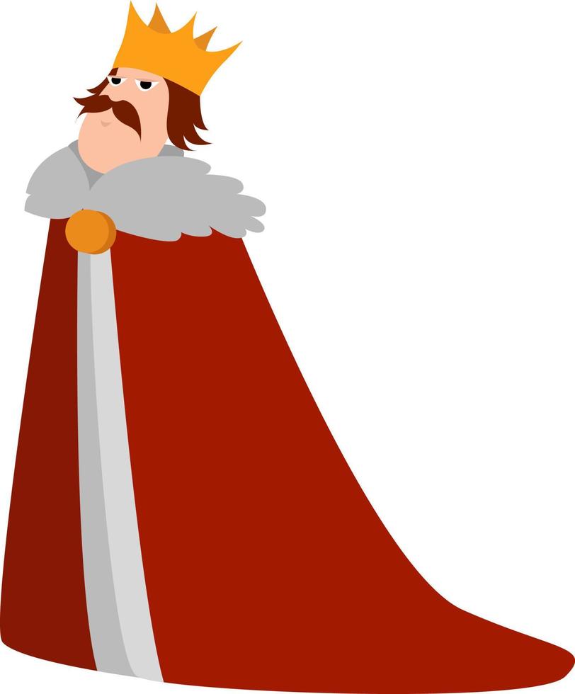 koning met kroon, illustratie, vector Aan wit achtergrond