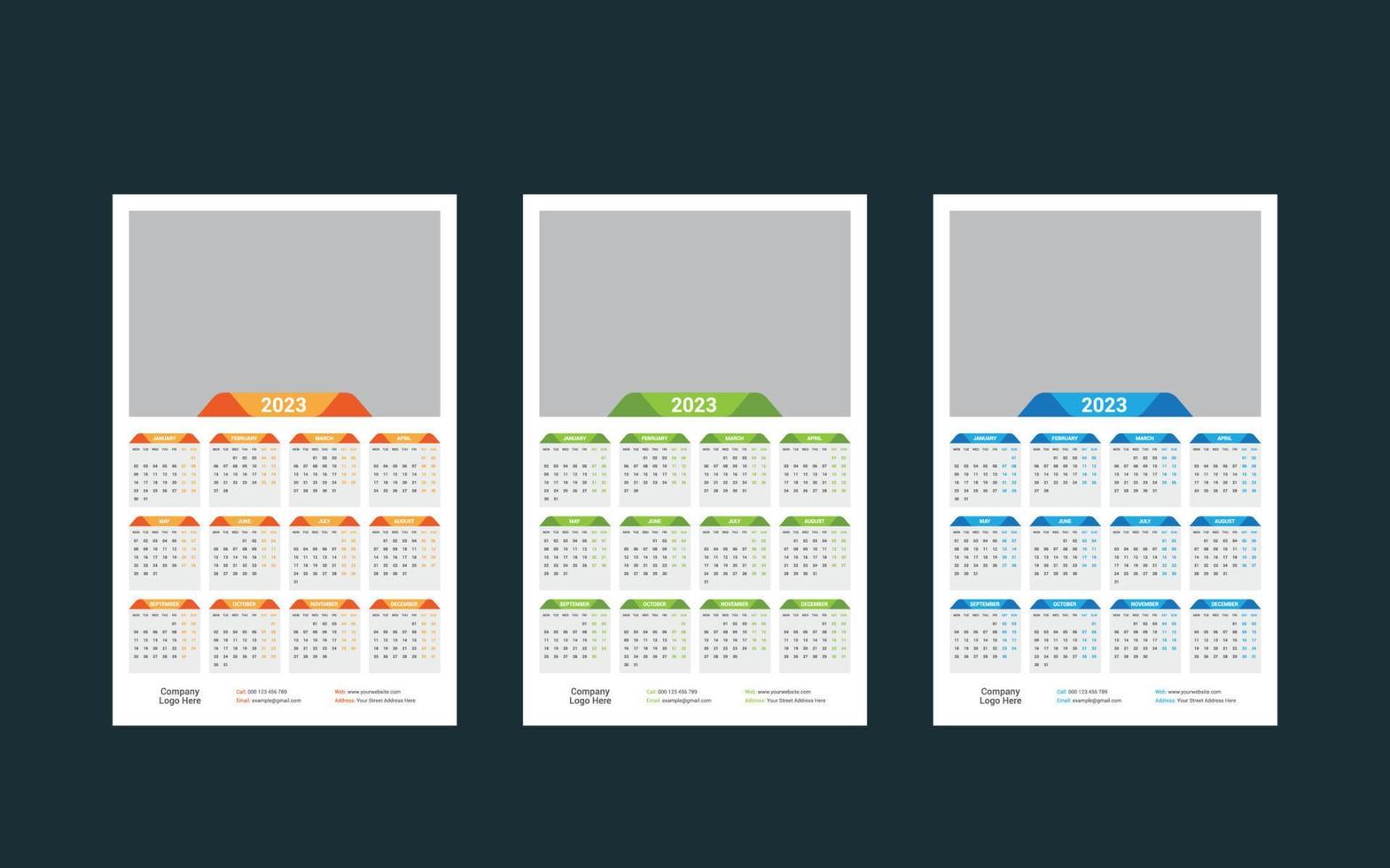 een bladzijde muur kalender 2023 vector