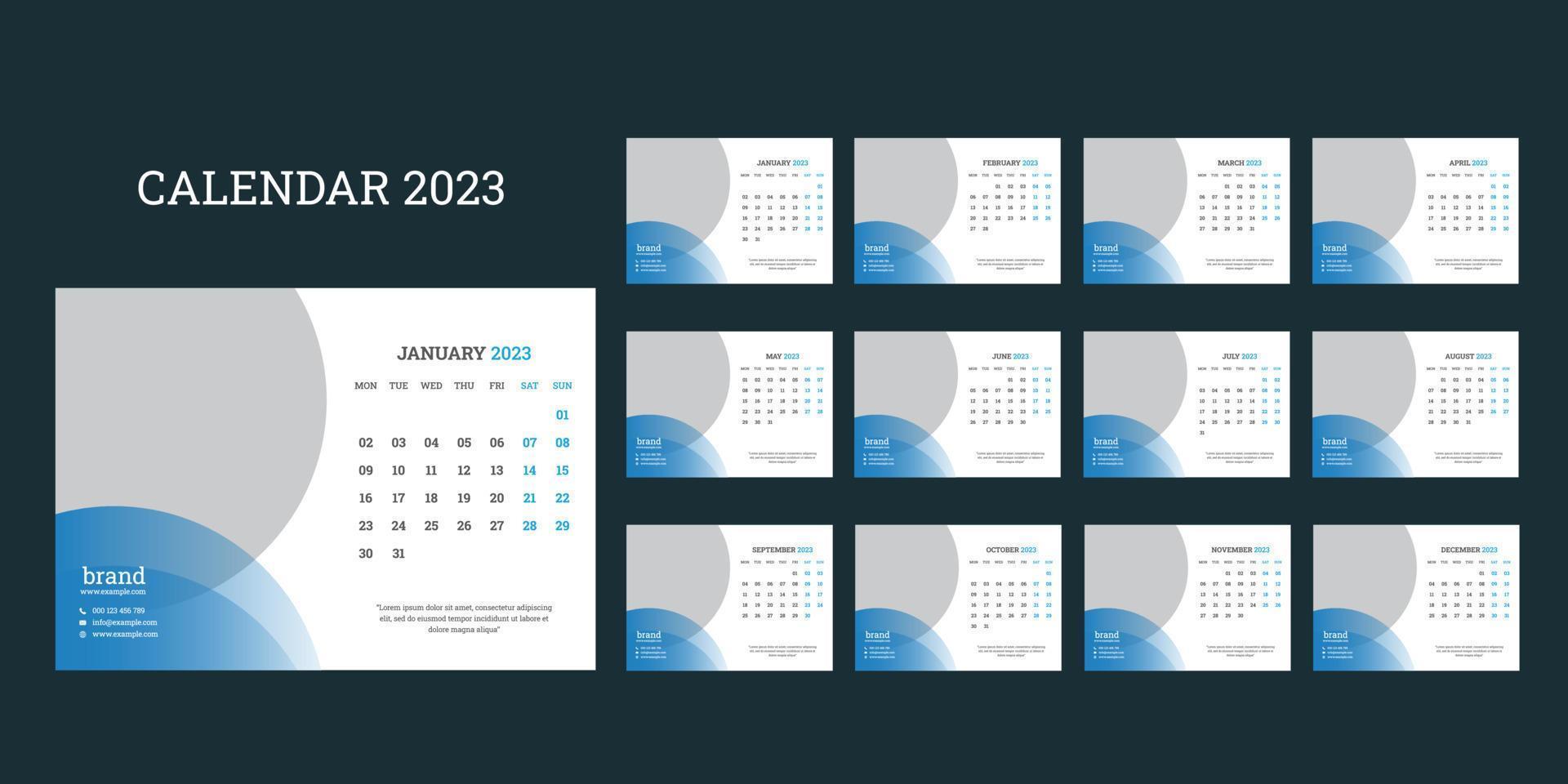 bureaukalender 2023 vector