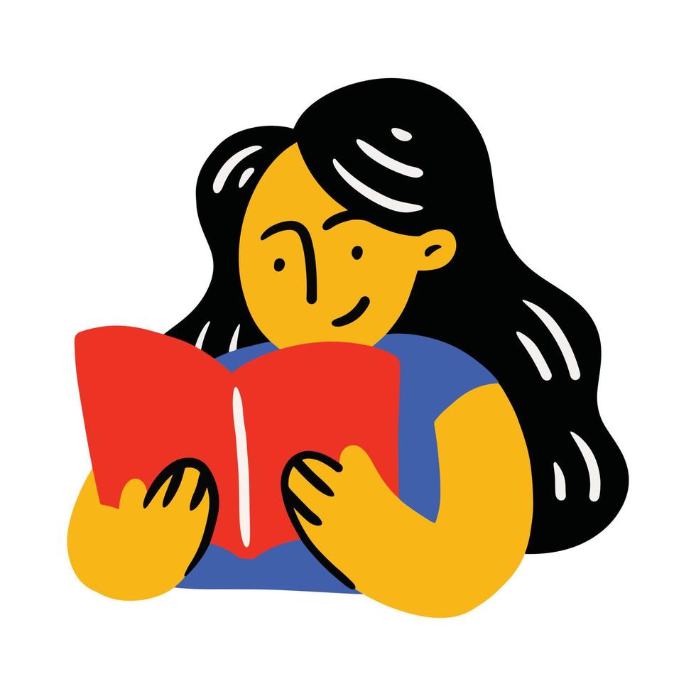schattig meisjes lezing de boek in modieus illustratie en kleur voor terug naar school- thema ontwerp vector