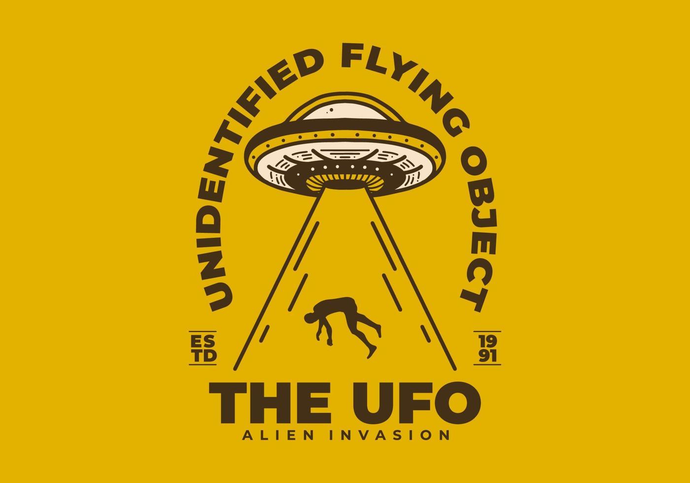 wijnoogst kunst illustratie van een ufo zuigen een menselijk vector