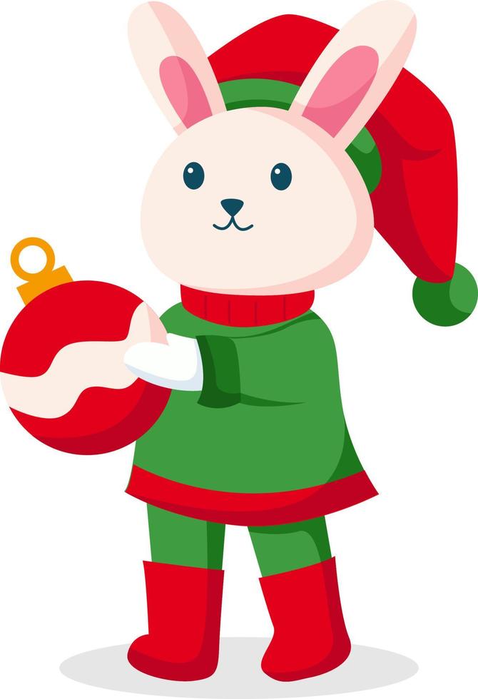 schattig konijn met Kerstmis bal karakter ontwerp illustratie vector