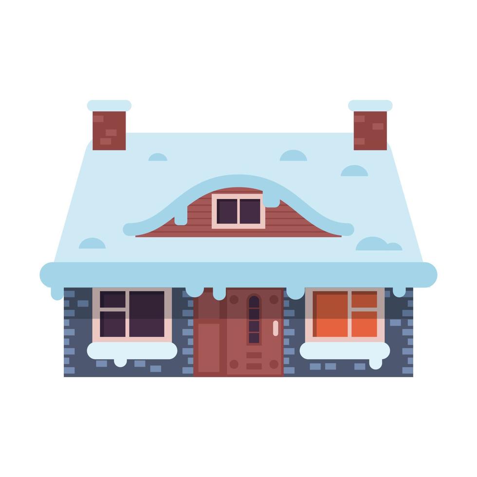 winter landelijk huis met schoorsteen vector