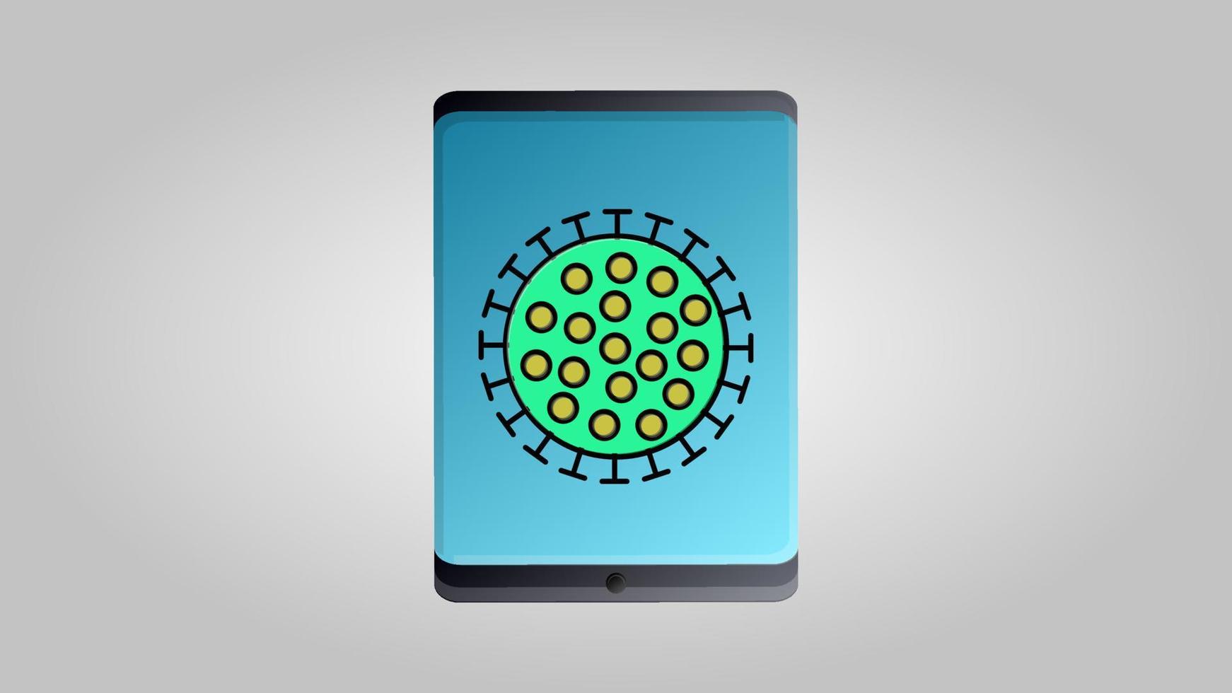 digitaal modern aanraakgevoelig tablet Aan een wit achtergrond en een gevaarlijk virus besmettelijk pandemisch epidemie coronovirus infectie covid19. vector illustratie