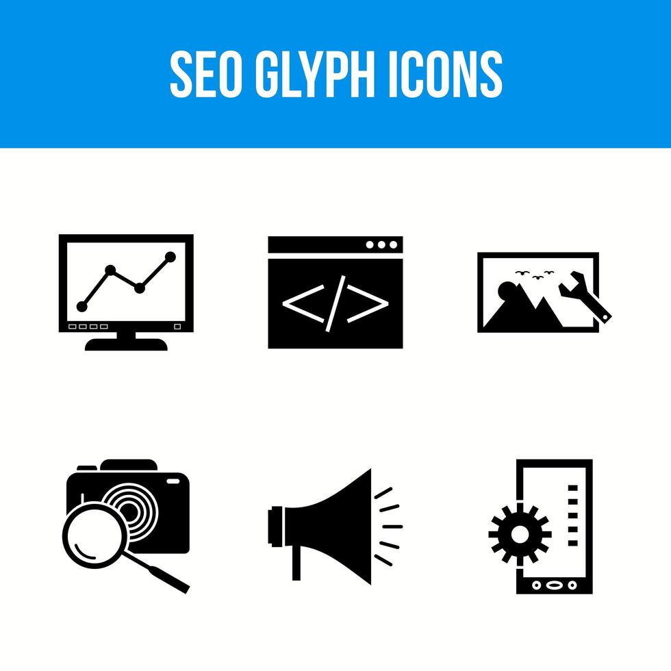 seo glyph pictogrammen vector