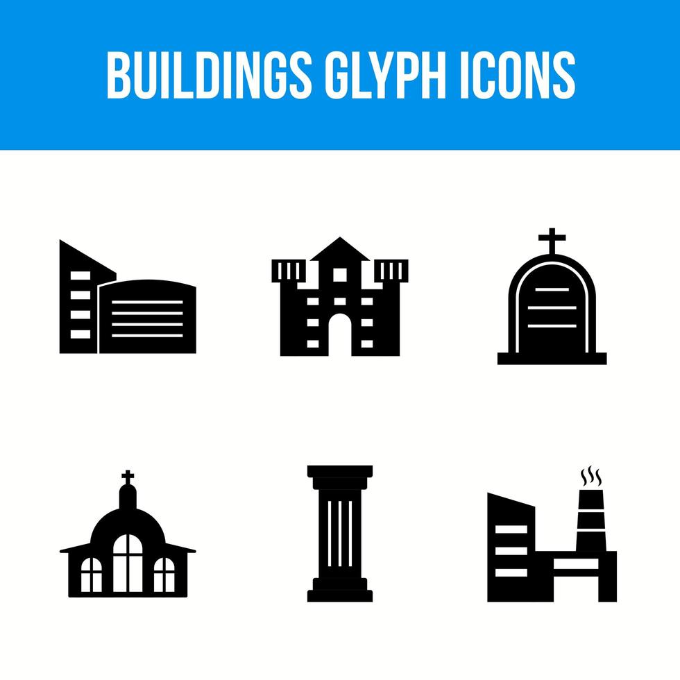 gebouwen glyph pictogrammen vector