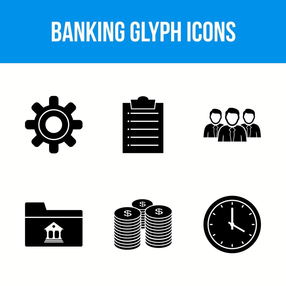 6 bancaire glyph pictogramserie vector