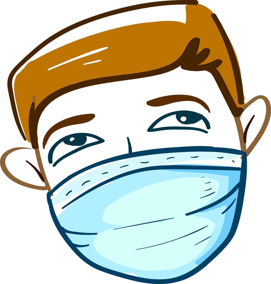 vent met medisch masker, illustratie, vector Aan wit achtergrond