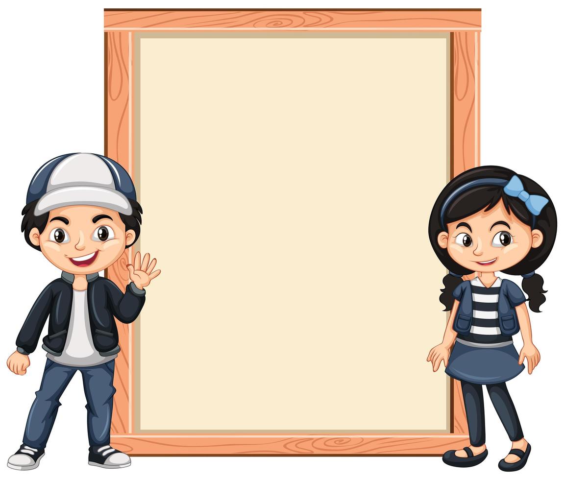 banner sjabloonontwerp met twee kinderen vector