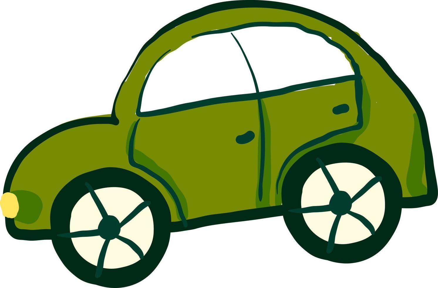 groen klein auto, illustratie, vector Aan wit achtergrond.