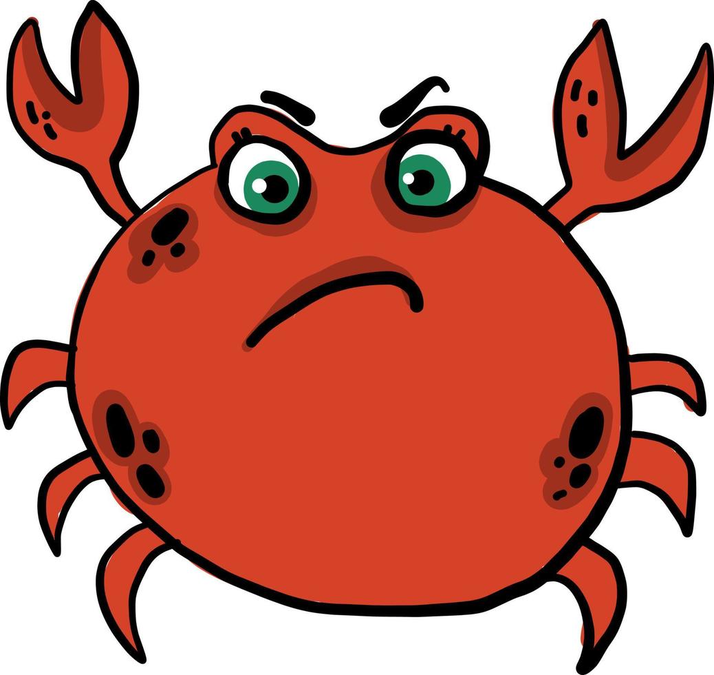 boos krab, illustratie, vector Aan wit achtergrond