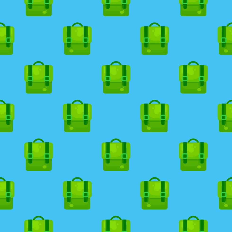 groen rugzak , naadloos patroon Aan een blauw achtergrond. vector