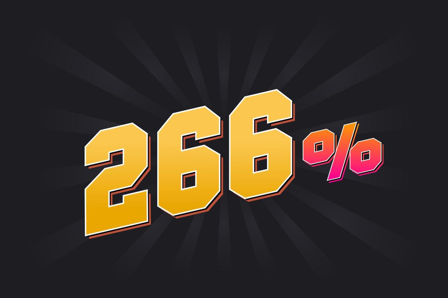 266 korting banier met donker achtergrond en geel tekst. 266 procent verkoop promotionele ontwerp. vector