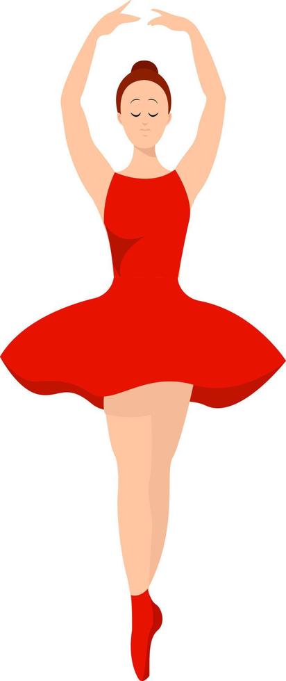 ballerina in rood, illustratie, vector Aan wit achtergrond.