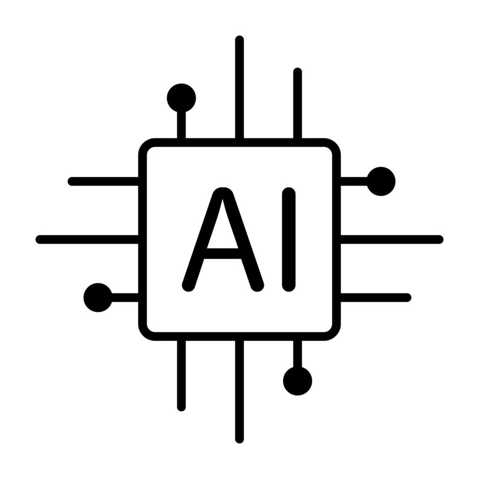 kunstmatige intelligentie ai processor chip vector pictogram symbool voor grafisch ontwerp, logo, website, sociale media, mobiele app, ui illustratie