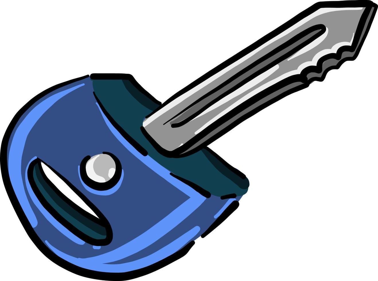 blauw sleutel, illustratie, vector Aan wit achtergrond