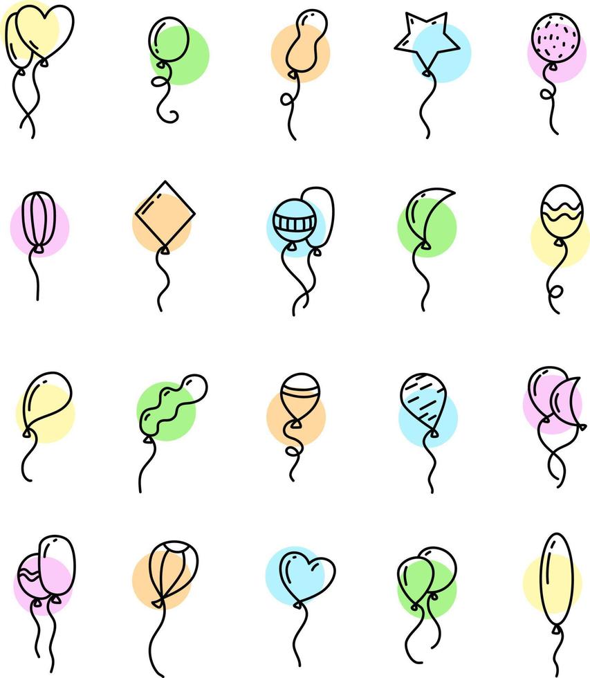 kleurrijk feestelijk ballonnen, illustratie, Aan een wit achtergrond. vector