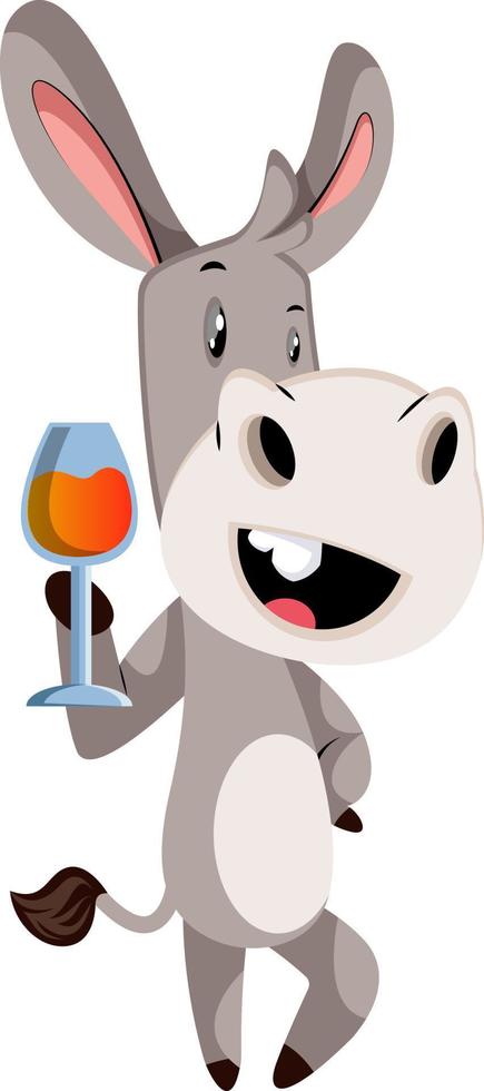ezel met wijn, illustratie, vector Aan wit achtergrond.