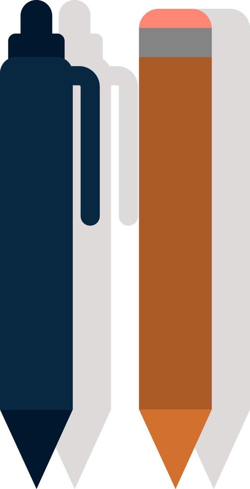 blauw en oranje potlood, illustratie, vector Aan wit achtergrond.