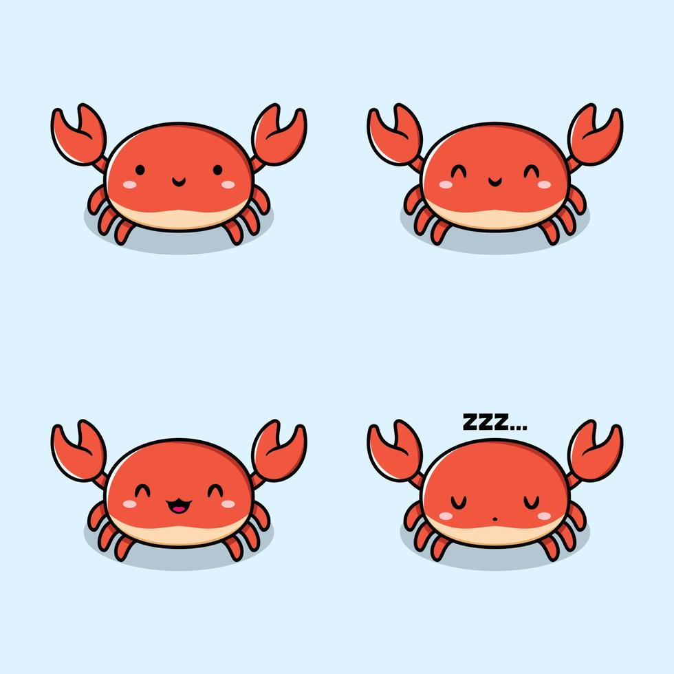 vector illustratie van kawaii krab emoji