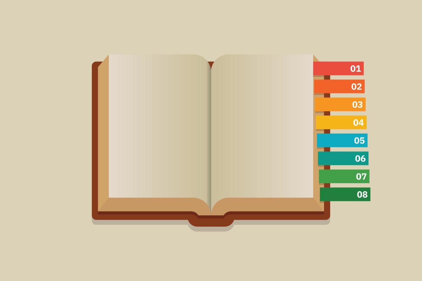 Open leeg boek met kleur bladwijzers vector
