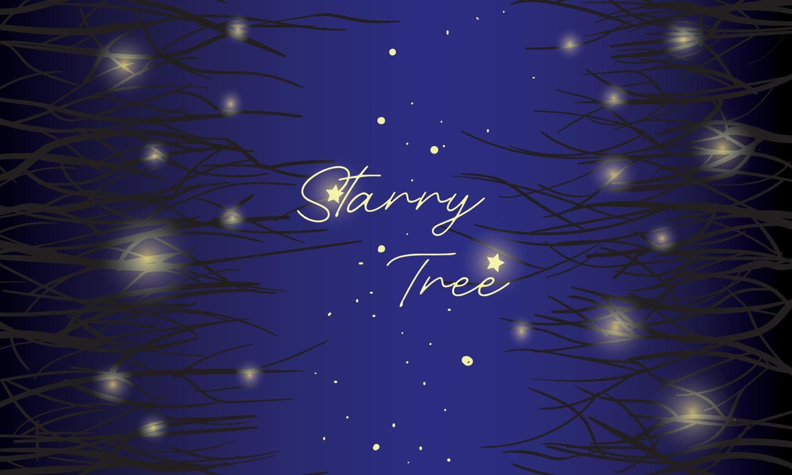 verticaal loeien boom in de nacht horizontaal achtergrond met ster vector
