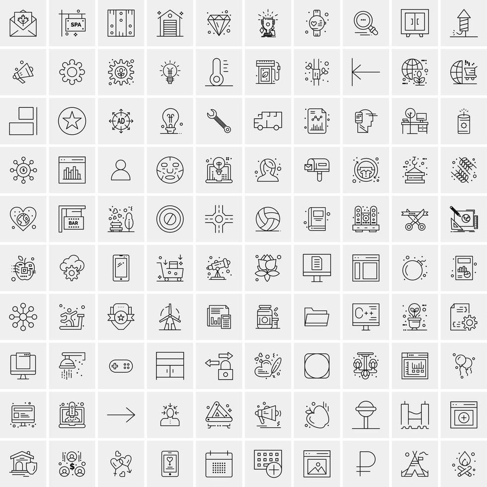 100 bedrijf pictogrammen voor web en afdrukken materiaal vector