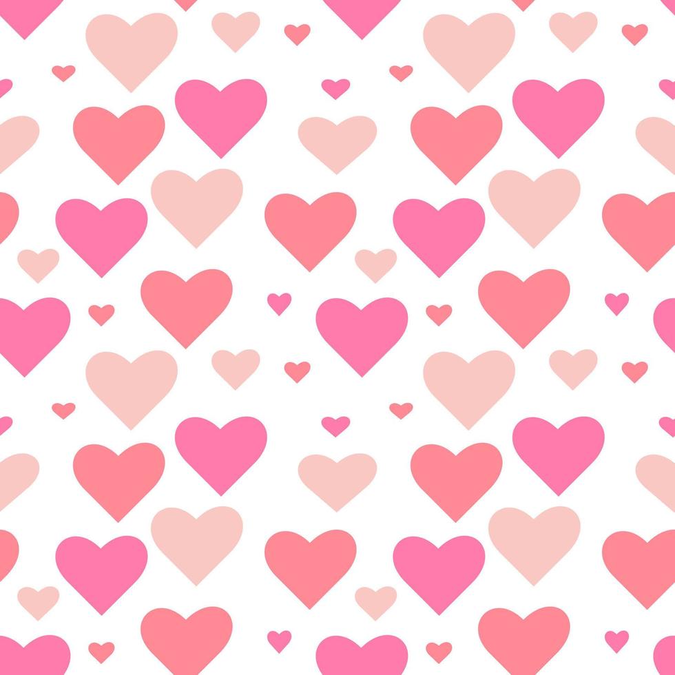 roze harten verschillend maten Aan wit achtergrond. naadloos vector patroon.